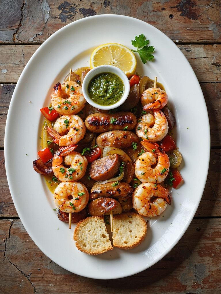 smoky shrimp sausage kebabs