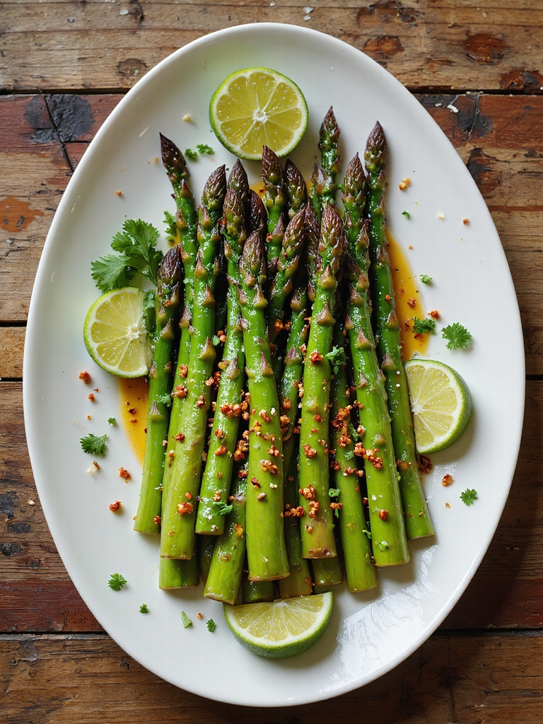 spicy chili lime air fried asparagus