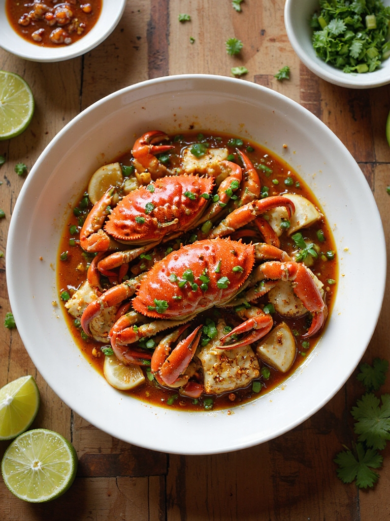 spicy chili lime glazed crab