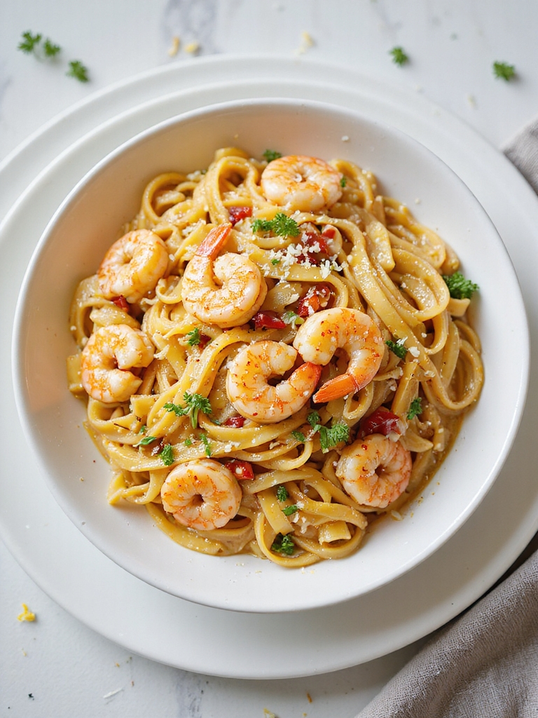 spicy garlicky buttery shrimp pasta