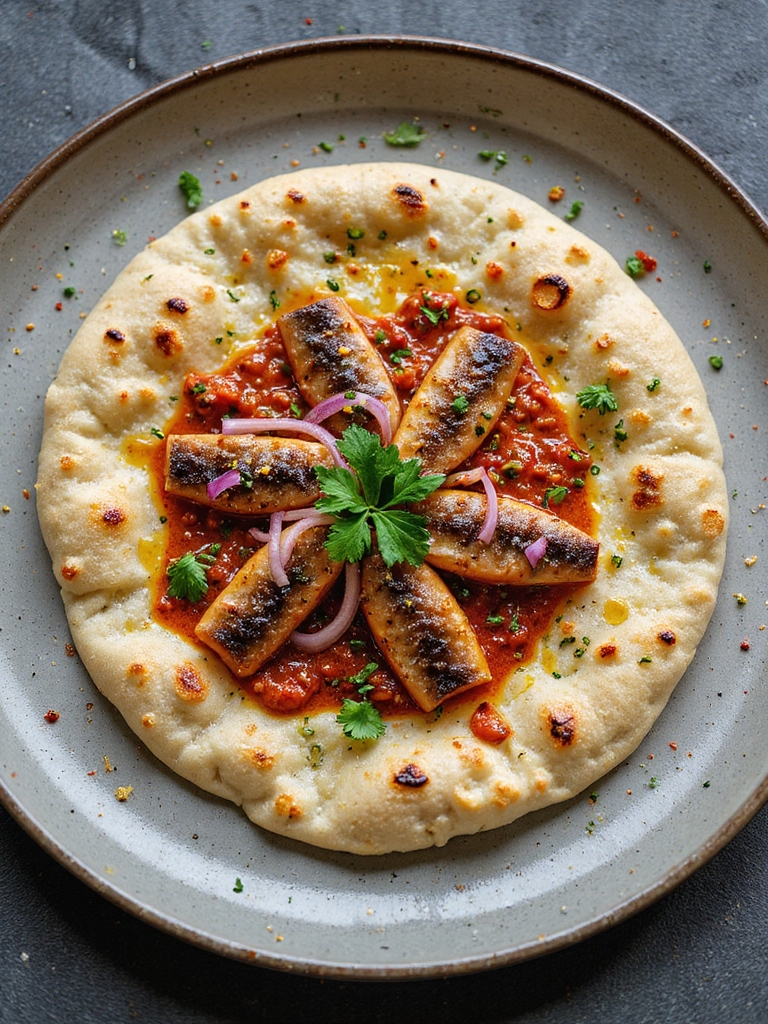 spicy harissa sardine flatbreads