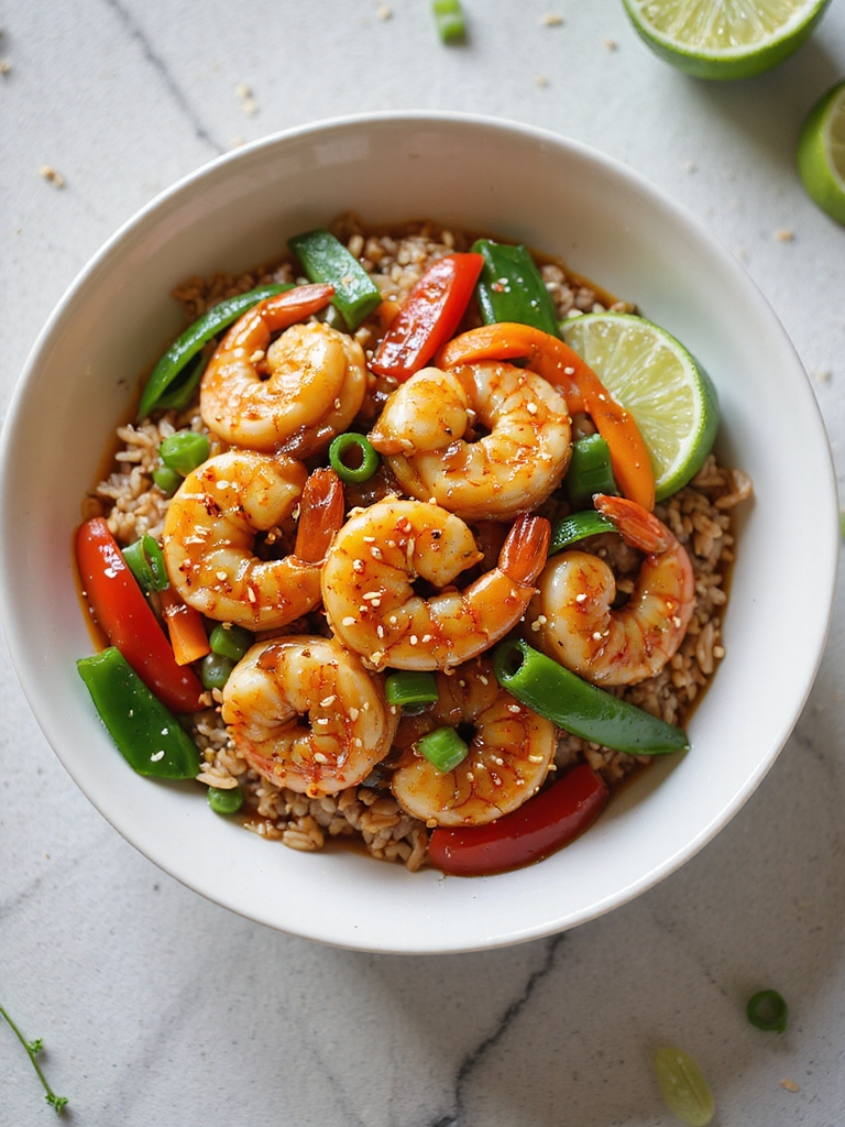 spicy honey soy shrimp stir fry