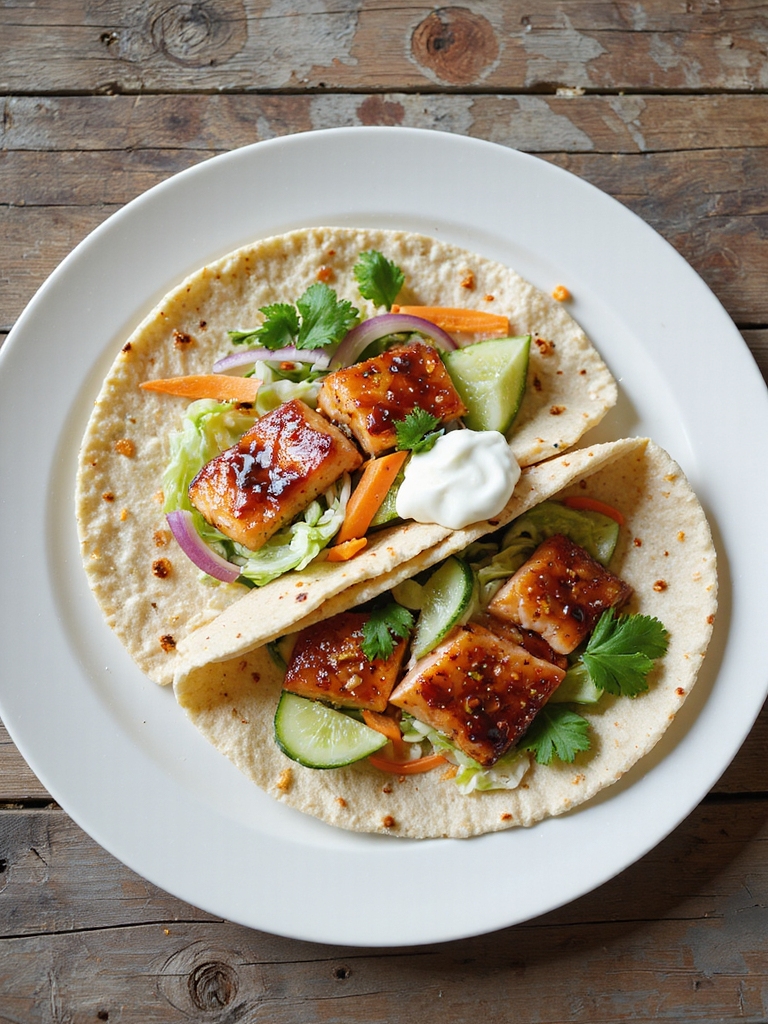 spicy maple glazed salmon wraps