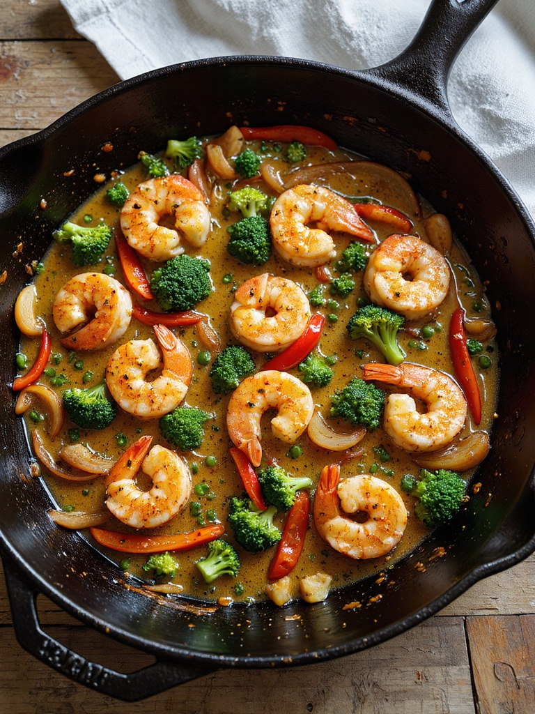 spicy one pan shrimp skillet