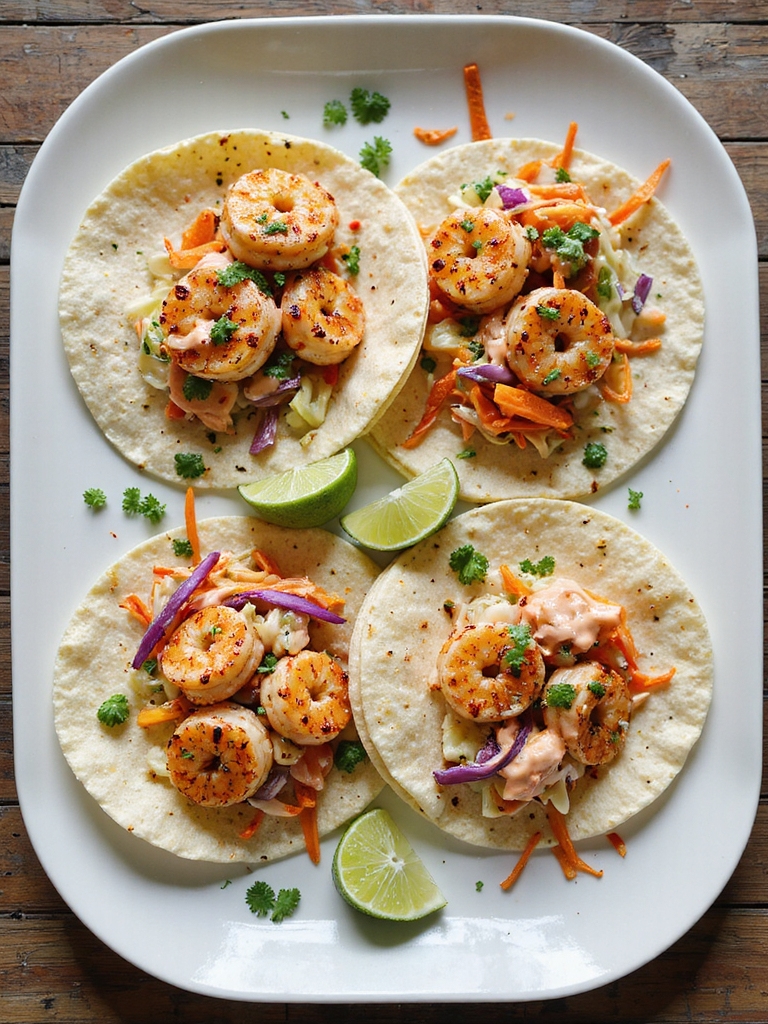 spicy seared shrimp tacos