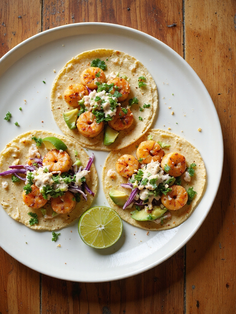 spicy seared shrimp tacos