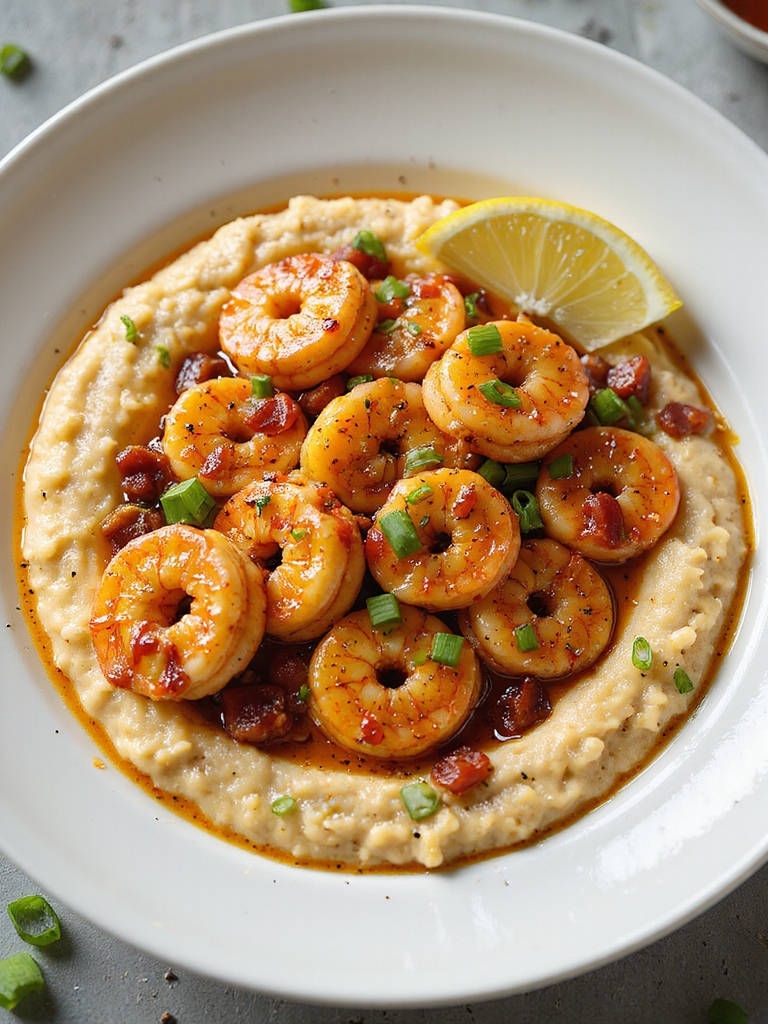 spicy shrimp over creamy grits