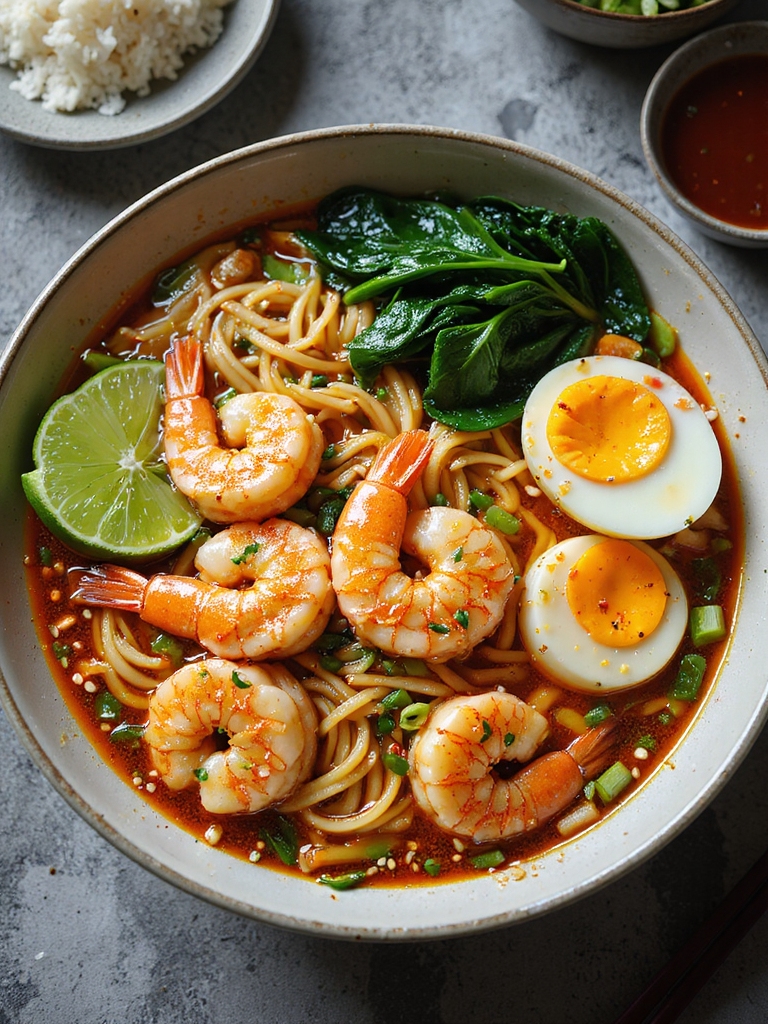 spicy shrimp ramen bowl