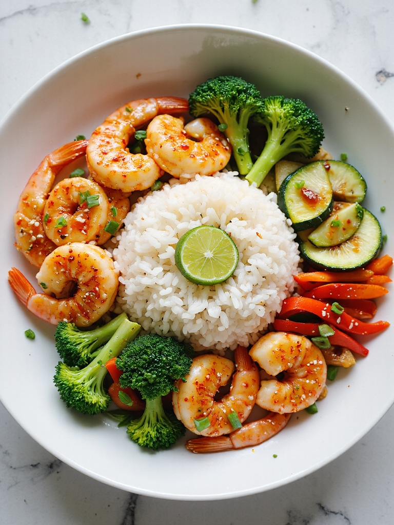 spicy sriracha mayo shrimp bowl