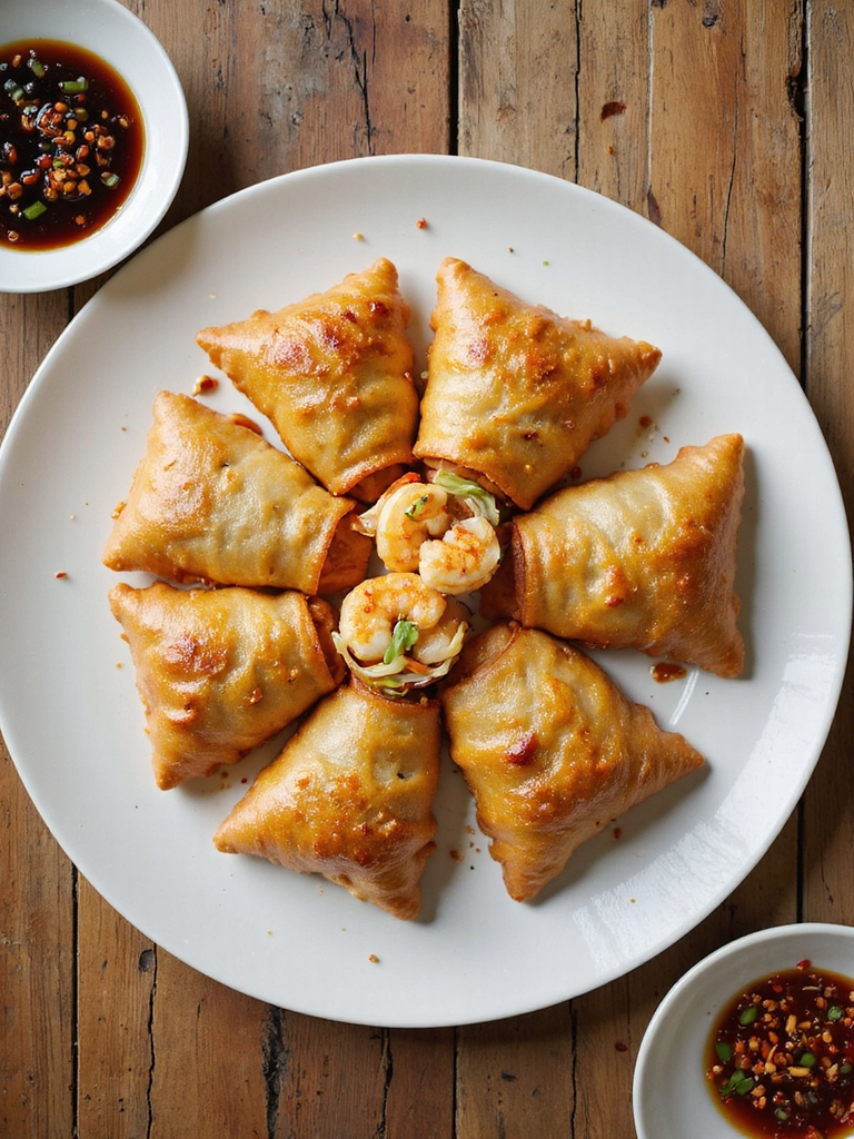 spicy szechuan shrimp eggrolls