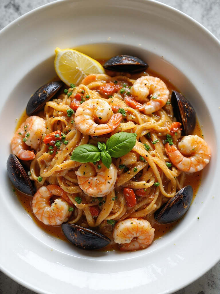 spicy tomato cream seafood pasta