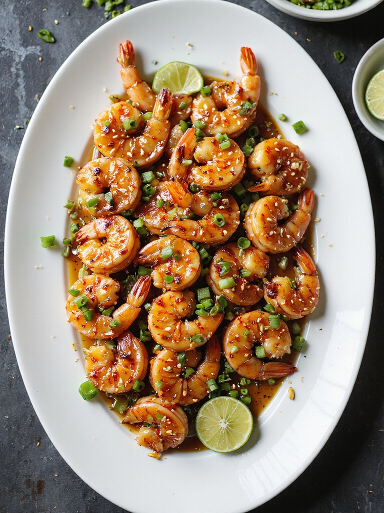 sticky charred teriyaki shrimp