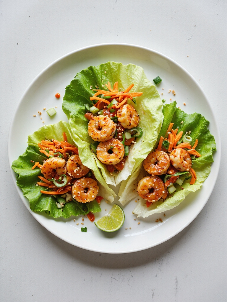 sweet spicy glazed shrimp wraps