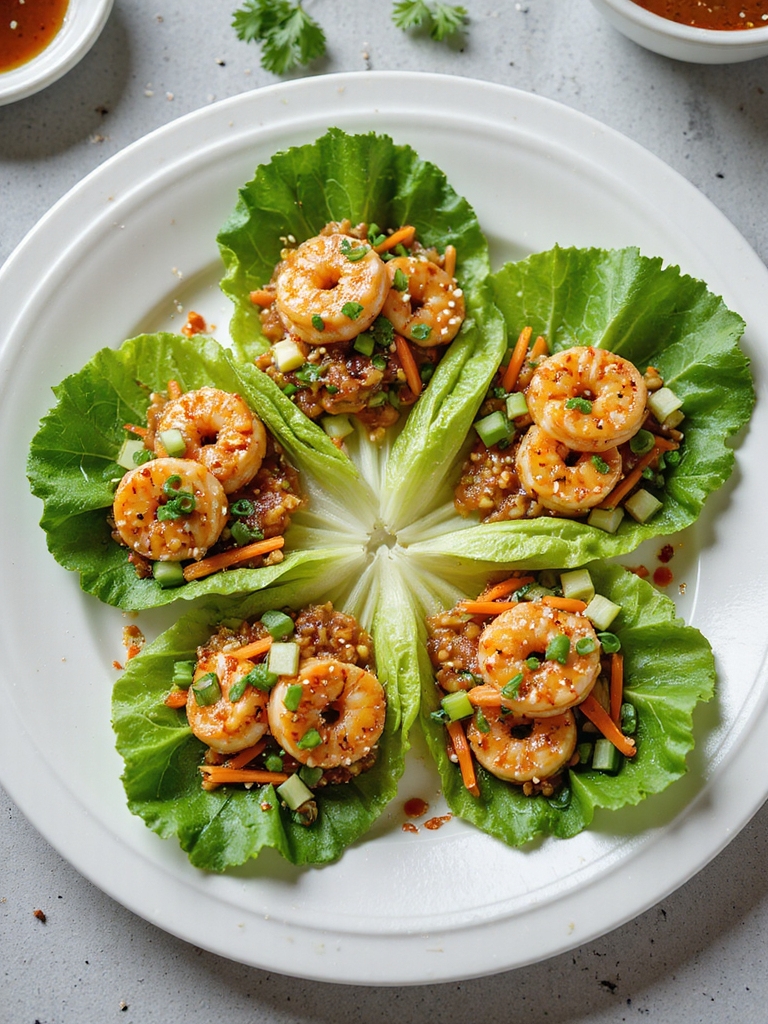 sweet spicy shrimp lettuce wraps