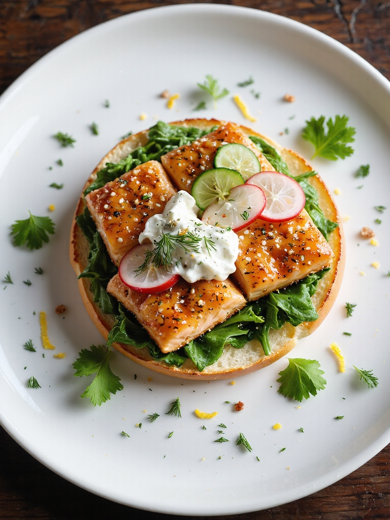 sweet tangy glazed salmon bagel