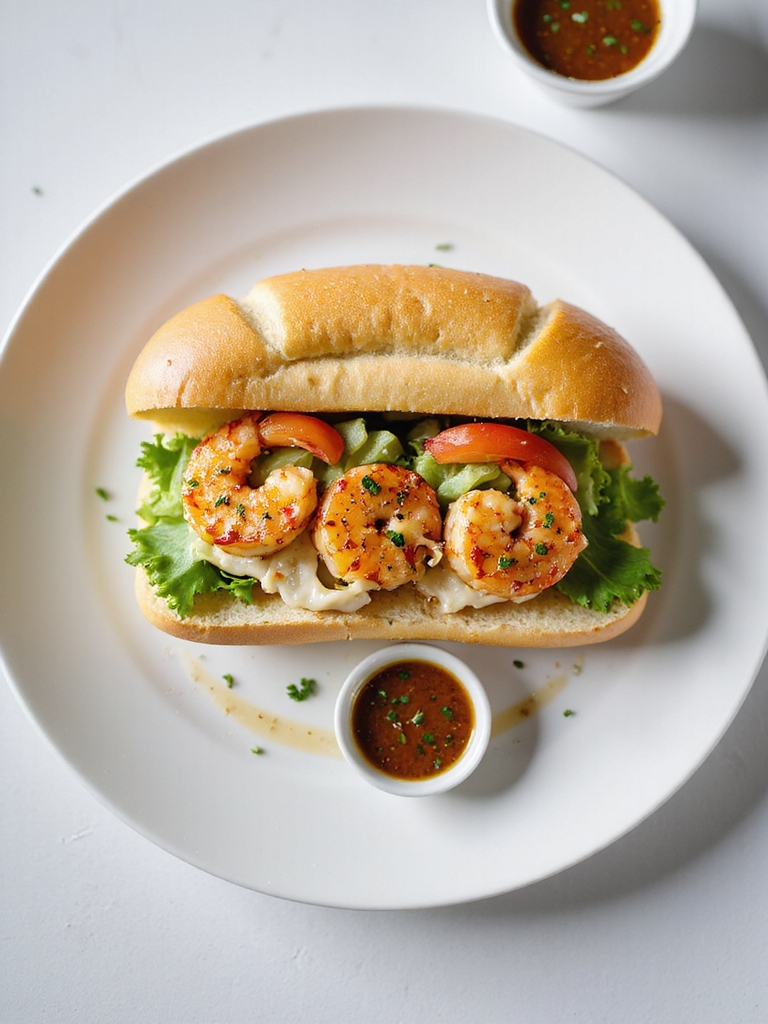 sweet tender seasoned shrimp sandwich