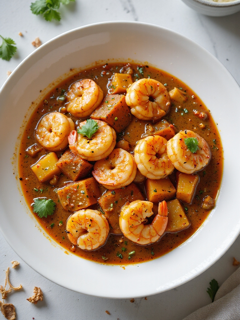 tangy vinegar spiced shrimp curry