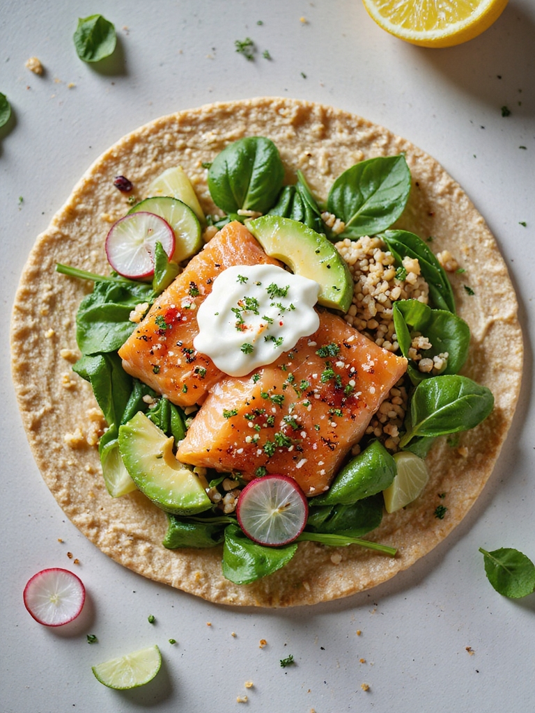 ten fresh healthy salmon wraps