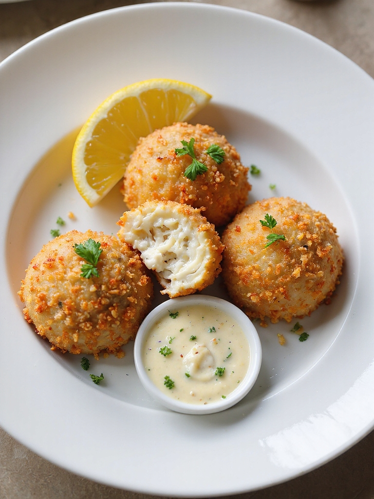 tender flaky crispy crabballs