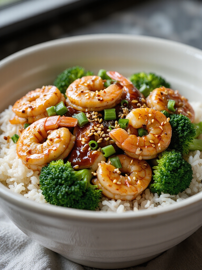 teriyaki shrimp broccoli bowls