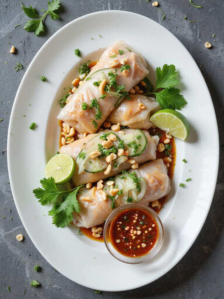 thai inspired flaky fish rolls