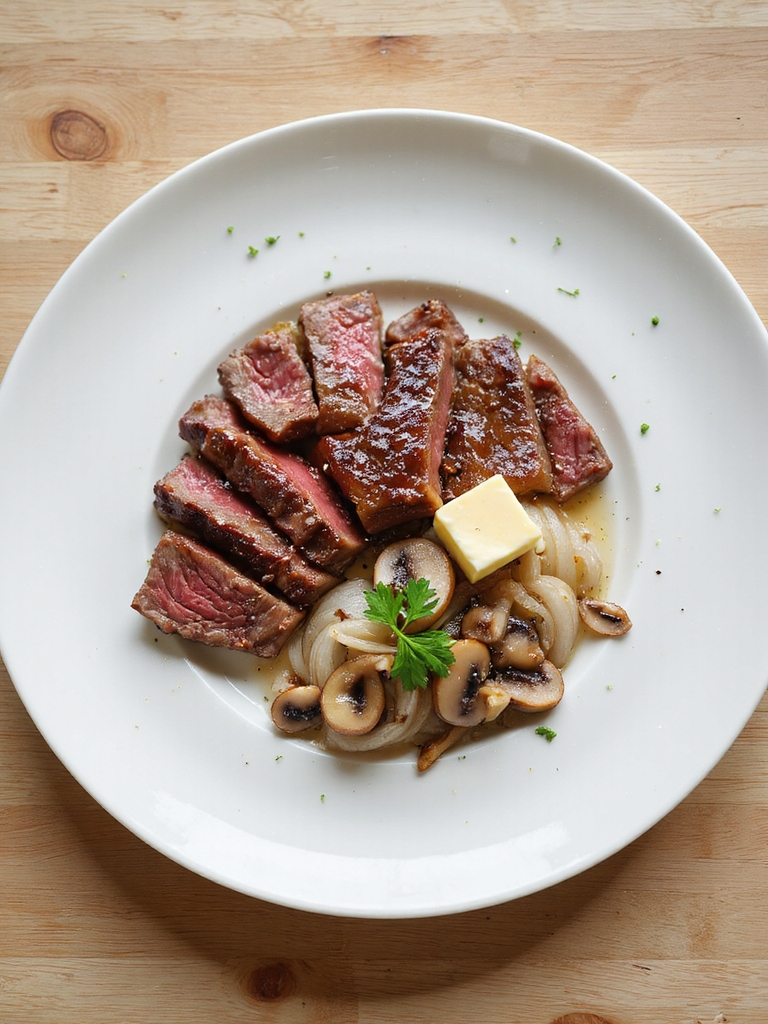 thinly sliced beef seared