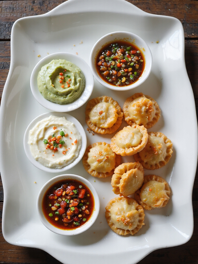 three complementary seafood dipping sauces
