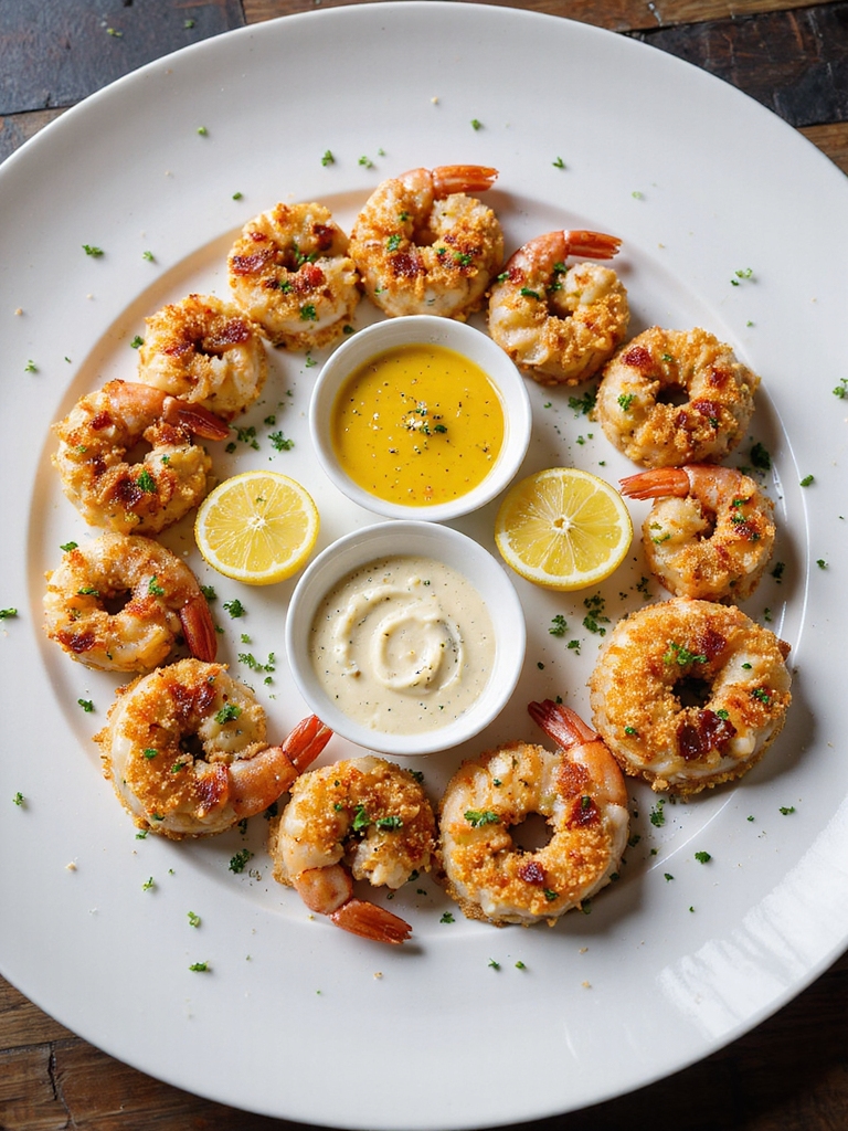 three sauces fresh garnishes