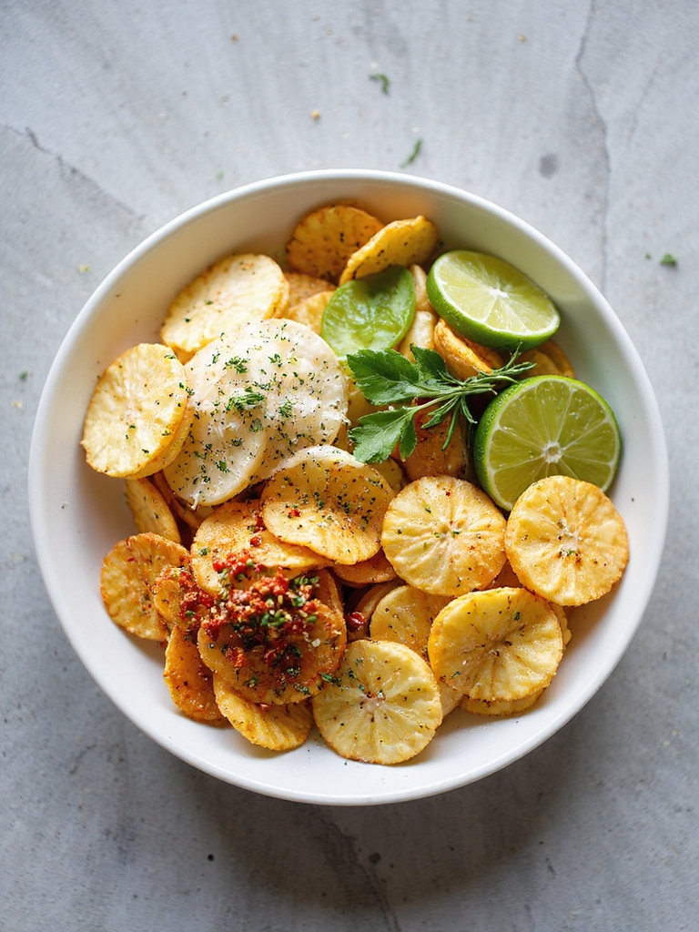three seasoned air fried chips