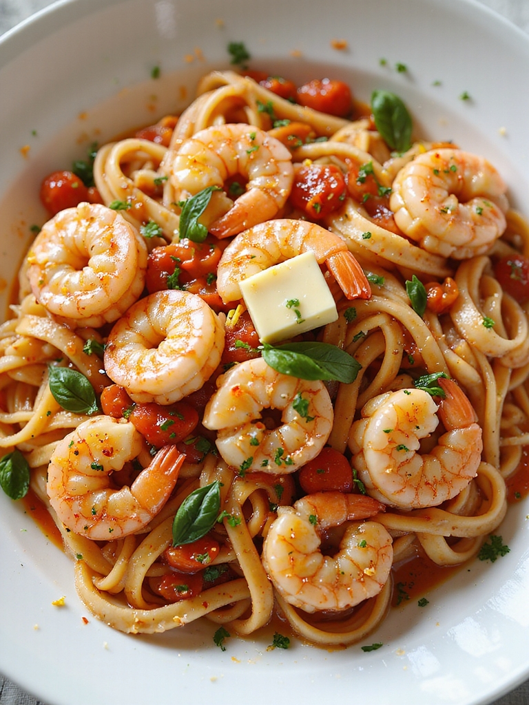 tomato white wine shrimp fettuccine