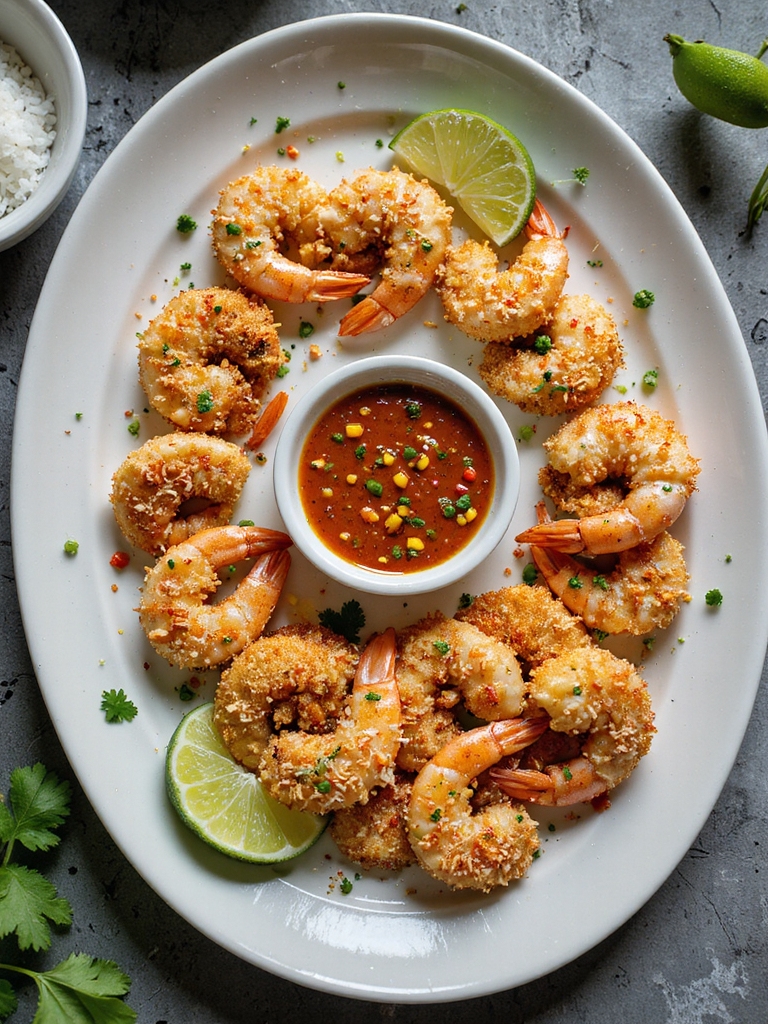 tropical mango stuffed coconut shrimp