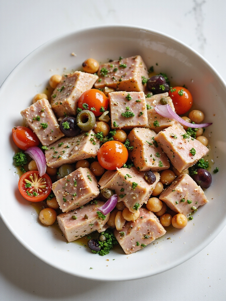 tuna chickpeas lemon oregano vinaigrette