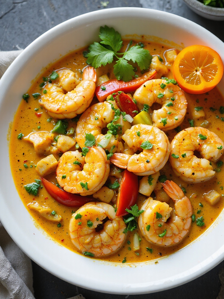 turmeric forward jamaican curry shrimp