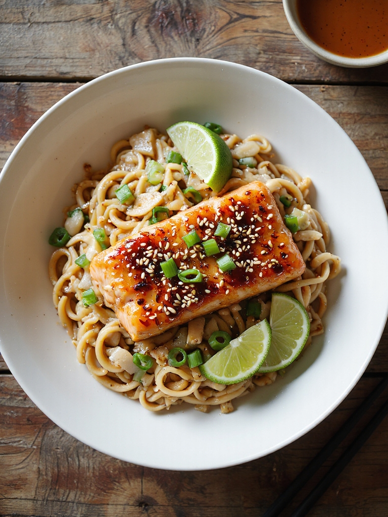 umami glazed salmon with soba
