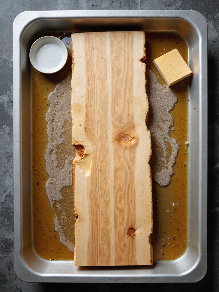 untreated soaked cedar plank prep