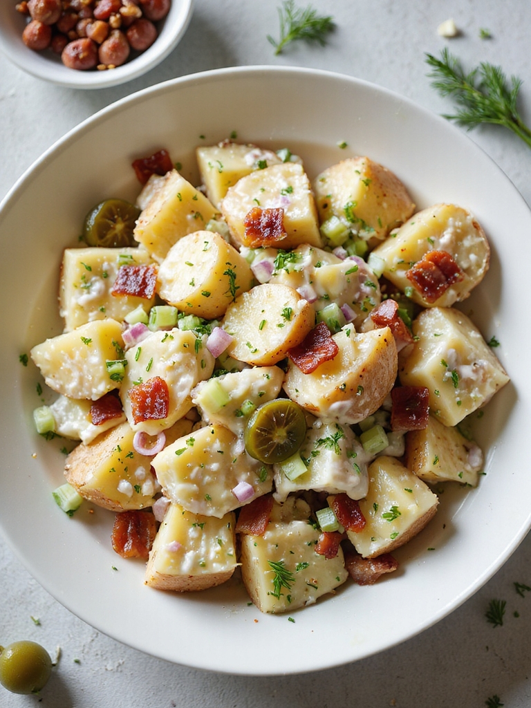 warm bacon herb yukon potato salad