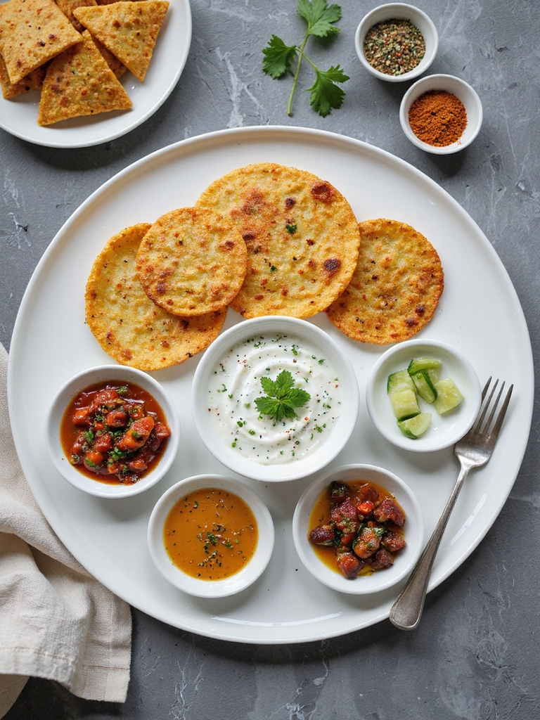 warm besan chips with dips