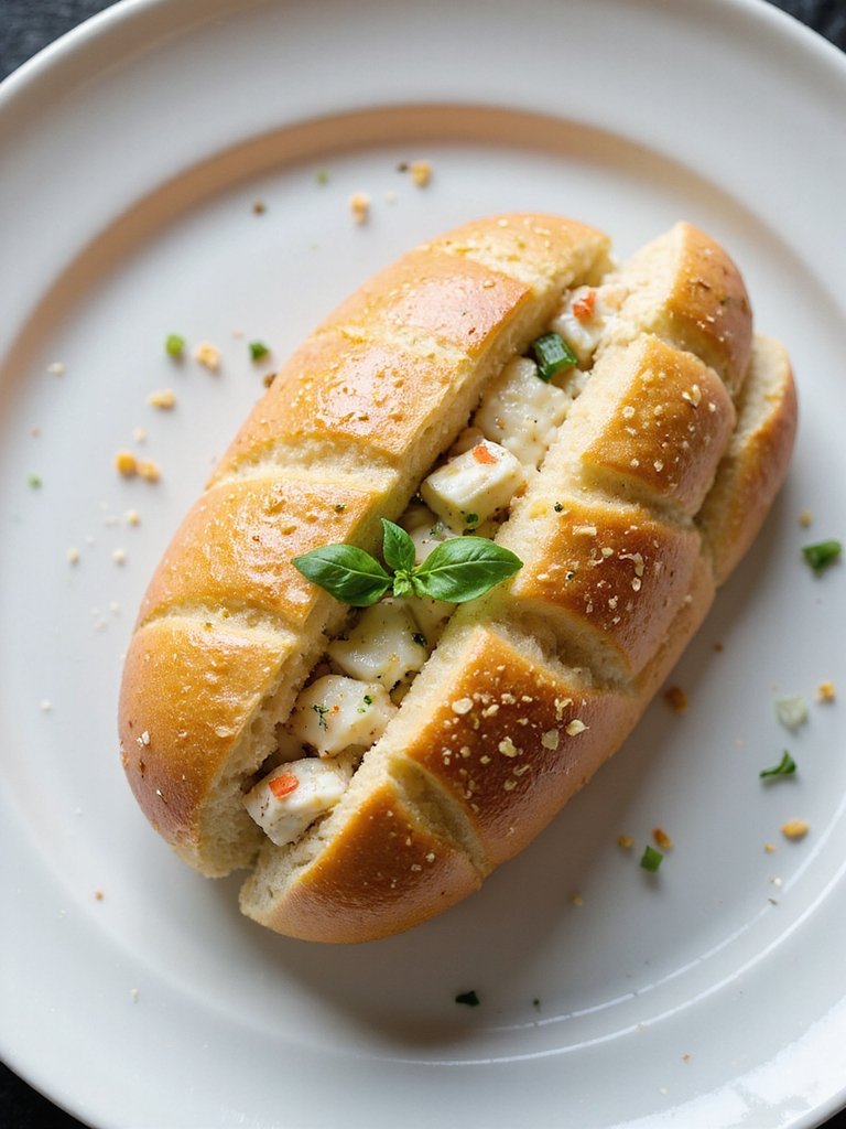 warm garlicky basil crab melt