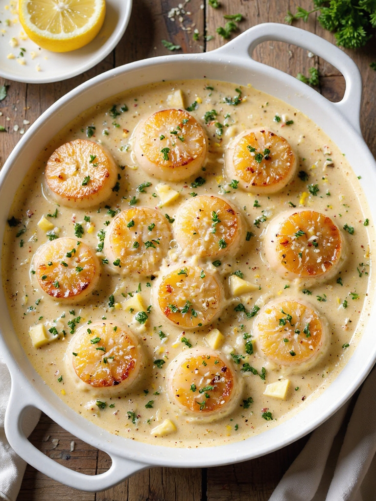 warm garlicky parmesan scallop dip