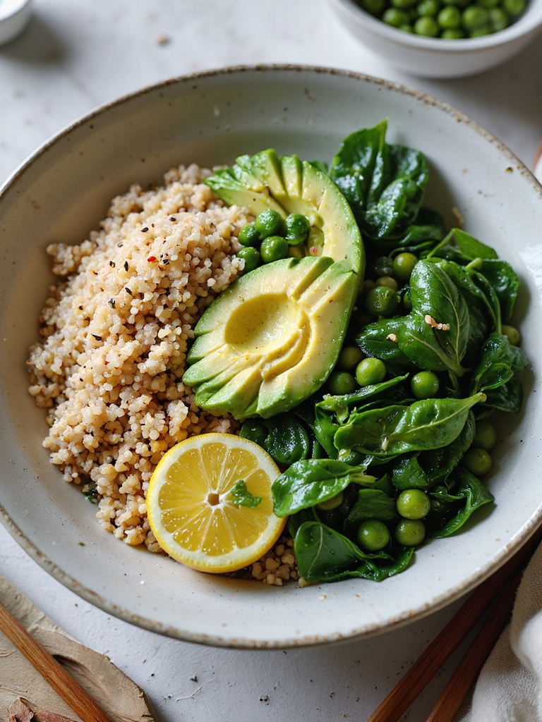 warm grains wilted greens