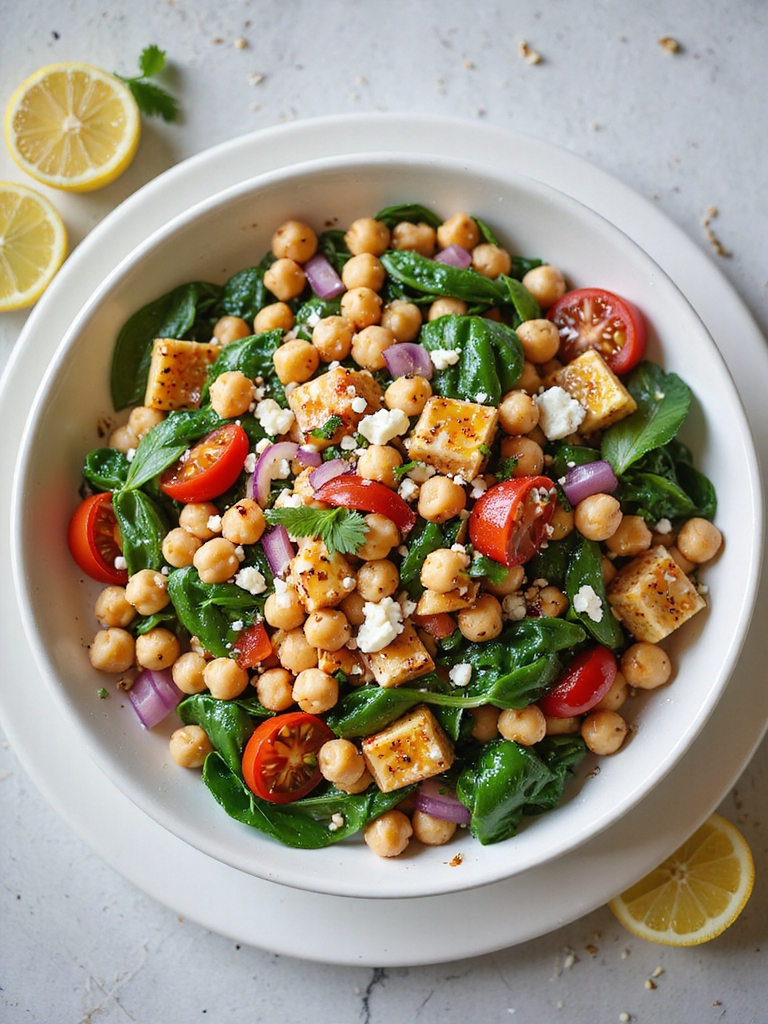warm lemony mediterranean chickpeas