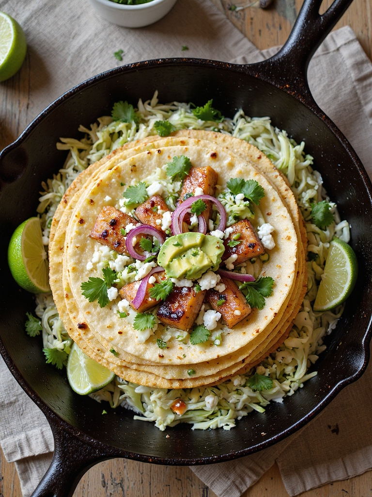 warm tortillas flaky fish toppings