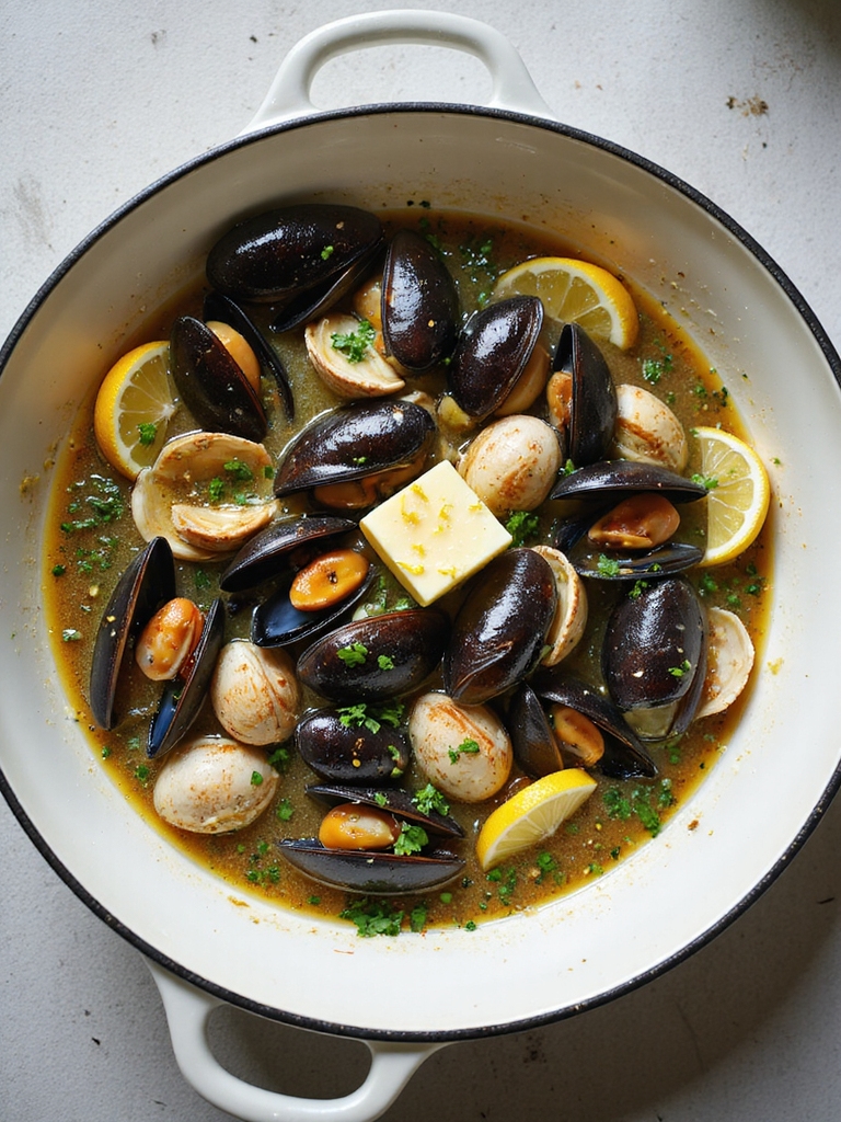 white wine garlic steam