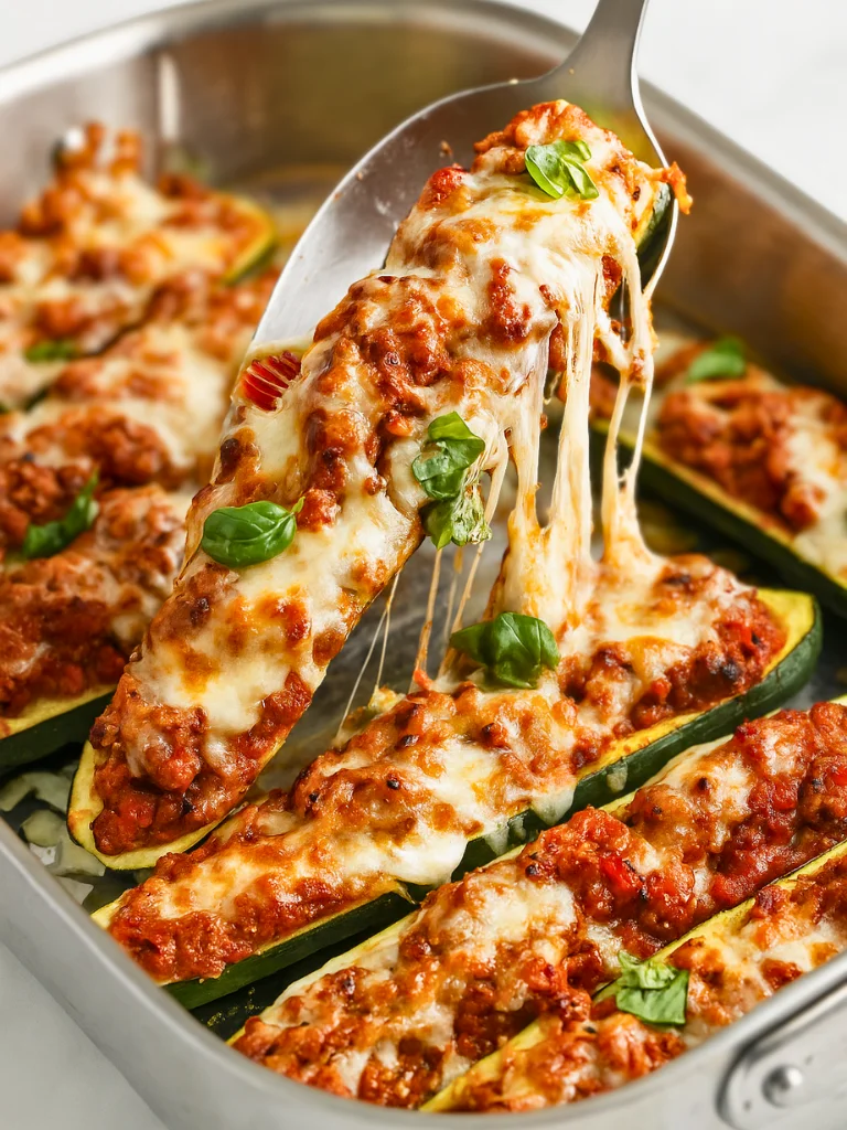 Zucchini Ground Beef Boats
